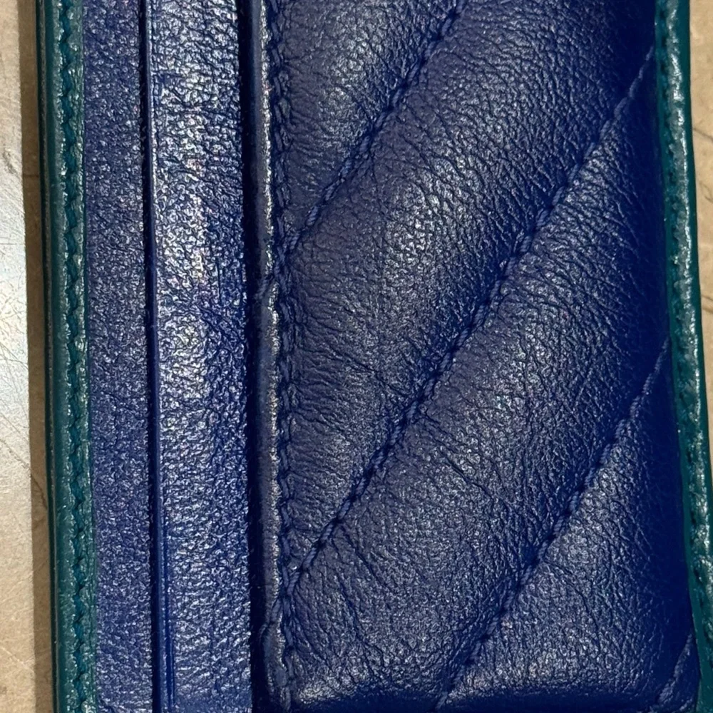 Gucci Quilted Leather Card Holder - Navy and Teal - Picture 3 of 6